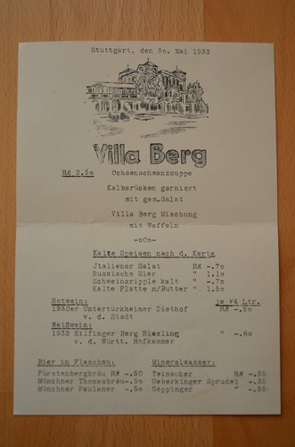 Alte speisekarte villa - speisekarte, berg