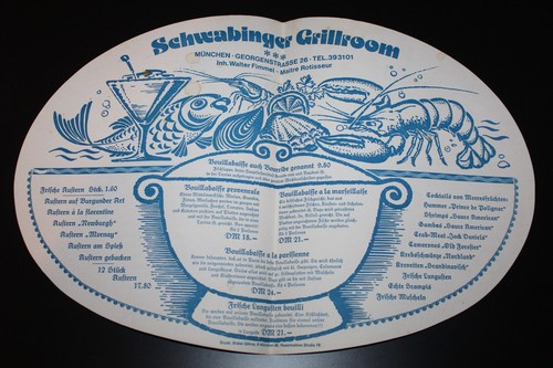 Alte speisekarte schwabinger - speisekarte,
