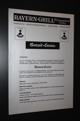 Alte speisekarte bayern - speisekarte, "bayern-grill