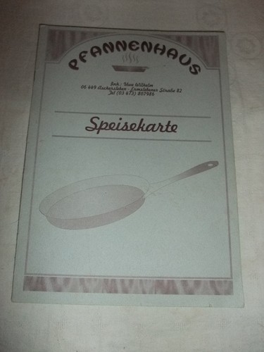 Alte speisekarte pfannenhaus - alte,