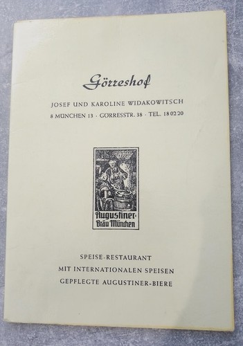Alte speisekarte görreshof - alte, "
