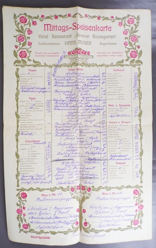 Alte speisekarte mittag - alte,