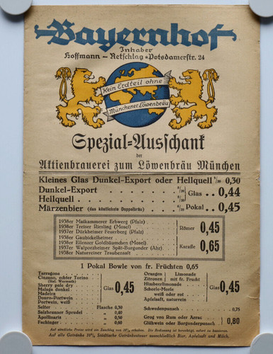 Orig alte speisekarte - orig.,